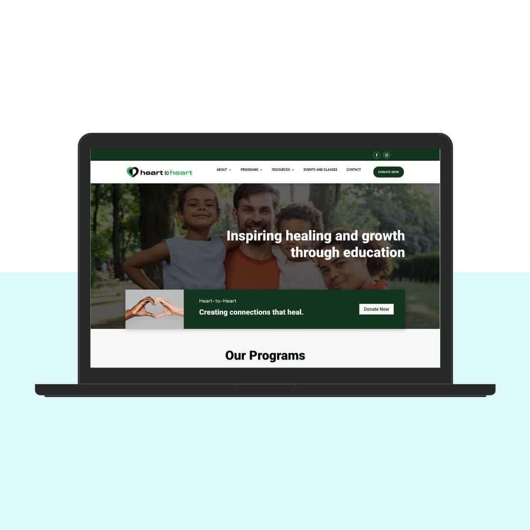 mockup of website on laptop